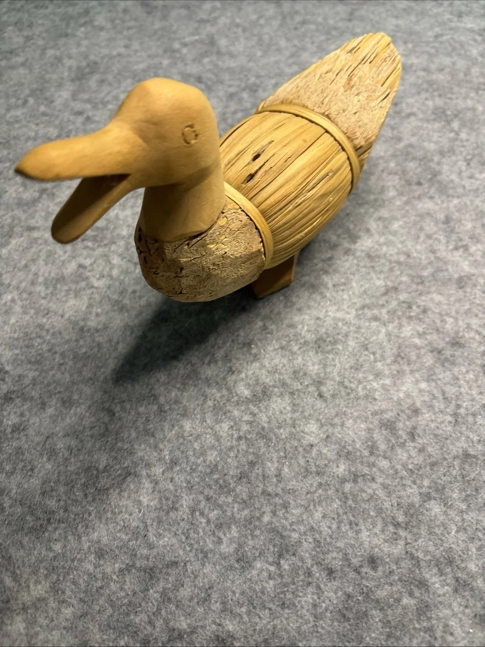 Handcrafted Wooden Duck Figurine - Natural Wood Color